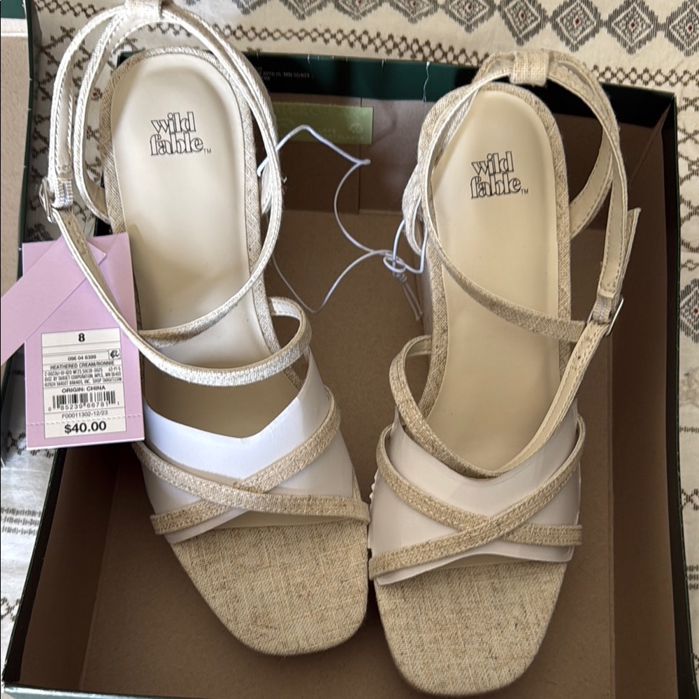 Wild Fable Cream and Tan Strappy Sandals